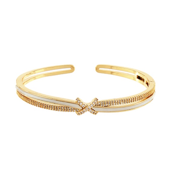 CZ & MOP Crisscross Cuff - Picture 1 of 1